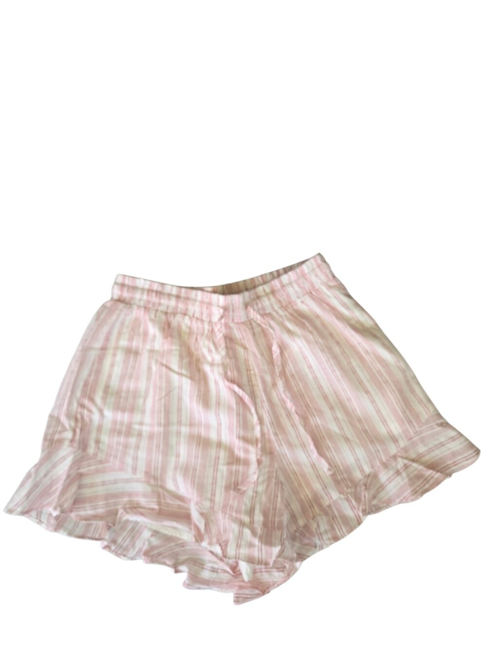 Pink Lily Striped Ruffle Hem Shorts
